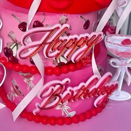 Acrylic Birthday Cake Insert Spikes And Bow Decoration TSC