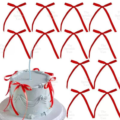 Colorful Glitter Ribbon Bow Tie Ballet and Spike Cake Topper TSC