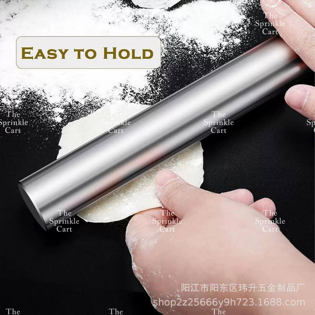 Stainless Steel Dough Rolling Pin and Wheel Pizza Cutter Spatula Baking Tools TSC