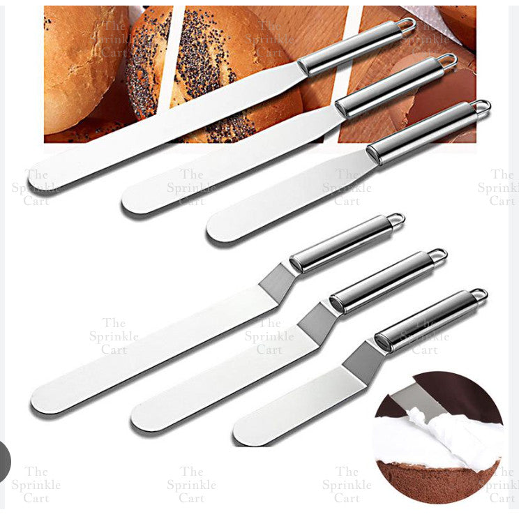 Stainless Steel Offset Cake Spatula with Wooden Handle Straight Angled