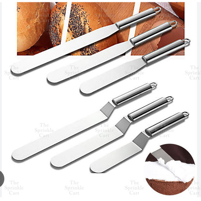 Stainless Steel Offset Cake Spatula with Wooden Handle Straight Angled