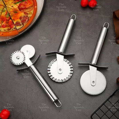 Stainless Steel Double Roller Pizza Wheel Cutter and Spatula Pastry Tools TSC