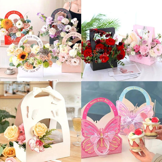 Flower Paper Basket Holder for Floral Arrangement  DIY Gift Bouquet TSC