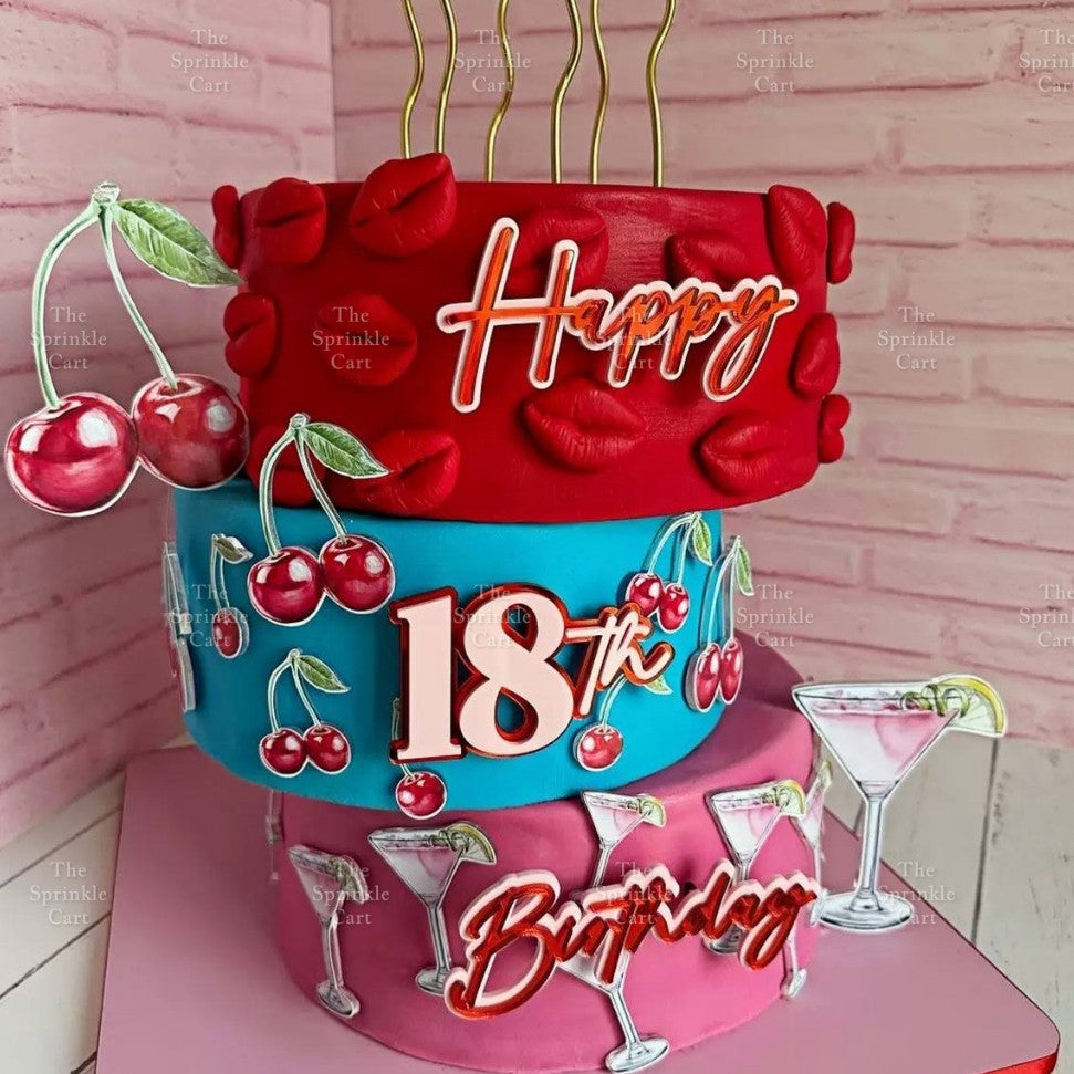 Acrylic Birthday Cake Insert Spikes And Bow Decoration TSC