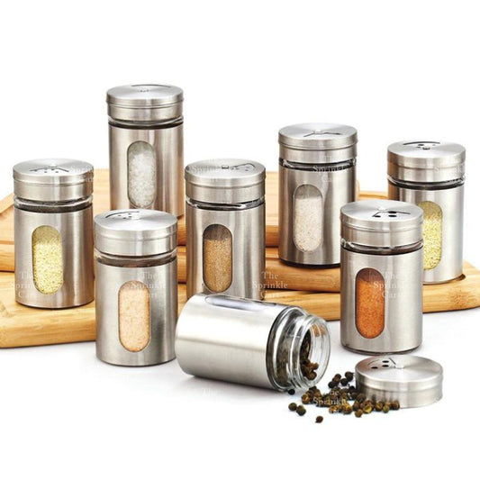 Stainless Steel Glass Seasoning Spice Shaker Jar container TSC