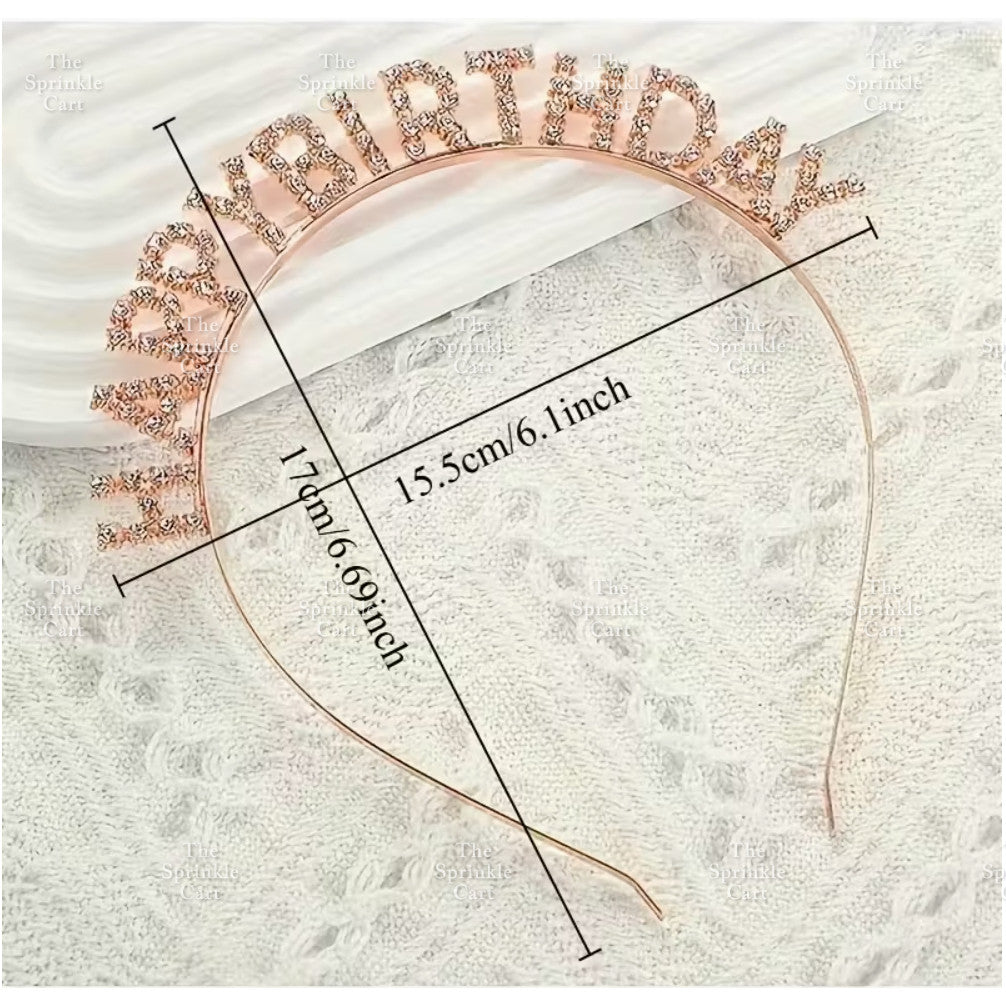 0-9 Silver Rhinestone Number Metal Topper And Happy Birthday Headband Party Needs TSC
