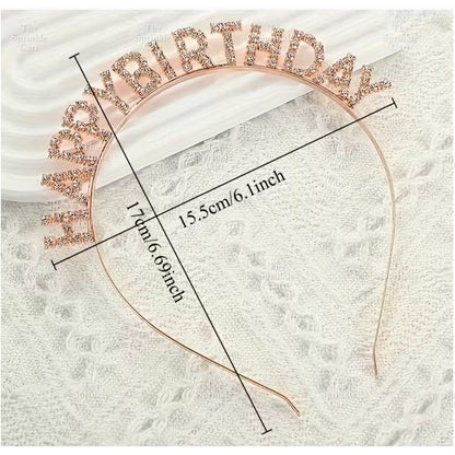 0-9 Silver Rhinestone Number Metal Topper And Happy Birthday Headband Party Needs TSC