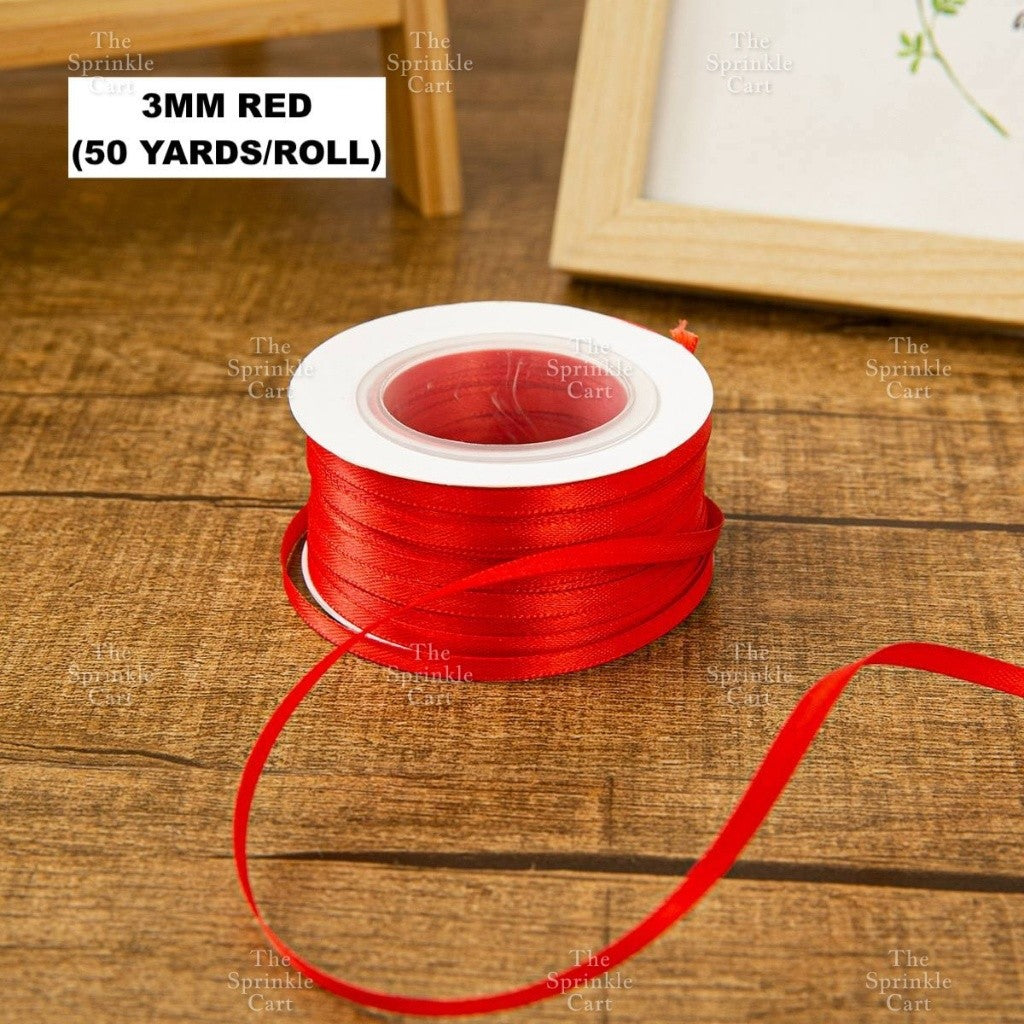 3mm Double-sided Satin Ribbon for DIY Bow Accessory and Gift Packaging TSC
