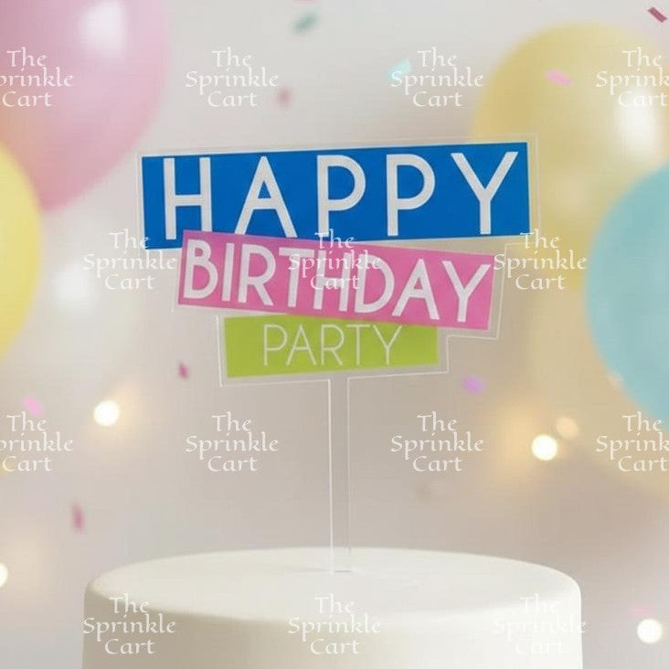 Transparent Happy Birthday Acrylic Topper Cake Decoration TSC