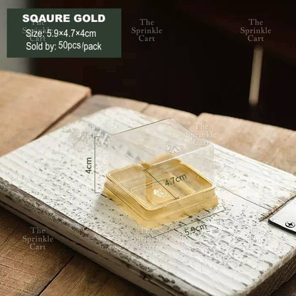 Disposable Mini Round and Square Dome with Lid DIY Desser Bread Bun Box Packaging TSC