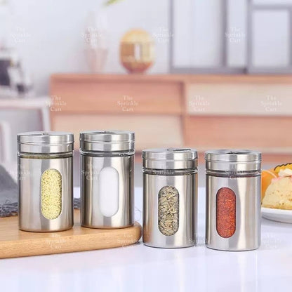 Stainless Steel Glass Seasoning Spice Shaker Jar container TSC