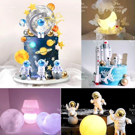 Astronaut Figurine Aviation Rocket Cupcake Decorations for Outer Space Planet Theme Birthday Party