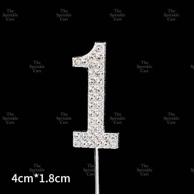 0-9 Silver Rhinestone Number Metal Topper And Happy Birthday Headband Party Needs TSC