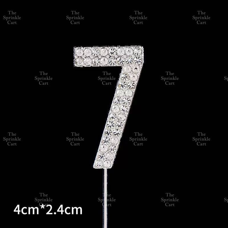 0-9 Silver Rhinestone Number Metal Topper And Happy Birthday Headband Party Needs TSC