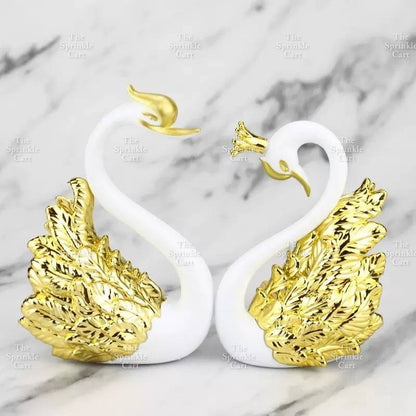 Flamingo Cake Toy Topper Figurine Elegant White Golden Swan Baking Decoration TSC