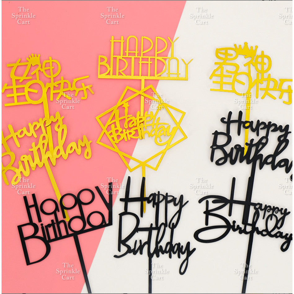 10pcs Happy Birthday Acrylic Cake Topper DIY Baking Decoration TSC