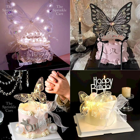 Embroidered Large Butterfly with Pearl and Rhinestone for Cake and Bouquet Decoration TSC