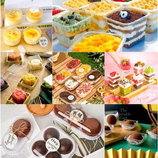 Disposable Plastic Acrylic Foil Container and Spoon for Pastry Dessert Fruits Food Packaging TSC