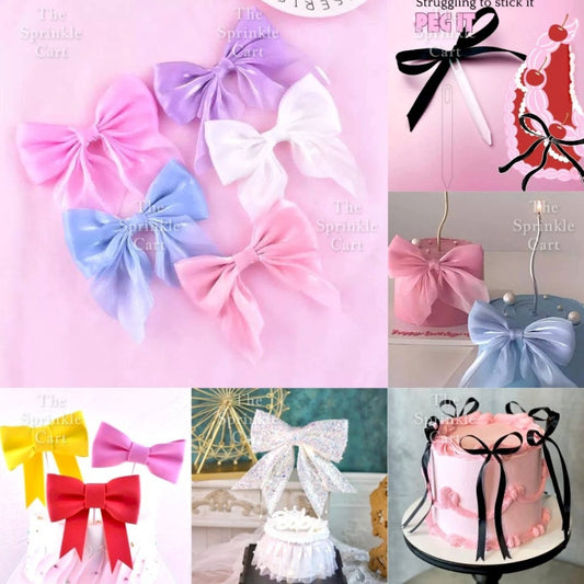 Colorful Glitter Ribbon Bow Tie Ballet and Spike Cake Topper TSC