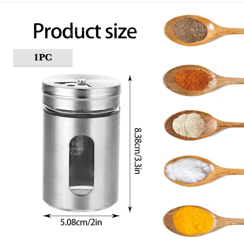 Stainless Steel Glass Seasoning Spice Shaker Jar container TSC