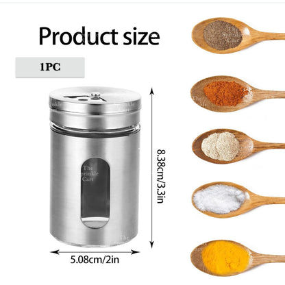 Stainless Steel Glass Seasoning Spice Shaker Jar container TSC
