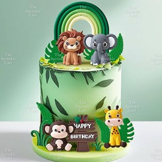 Animal Safari Farm Theme Cake Topper Wild Animal Jungle World Figurine Decoration TSC