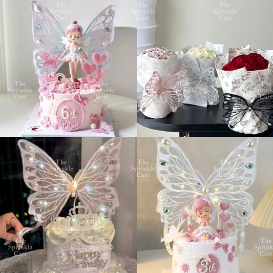 Embroidered Large Butterfly with Pearl and Rhinestone for Cake and Bouquet Decoration TSC