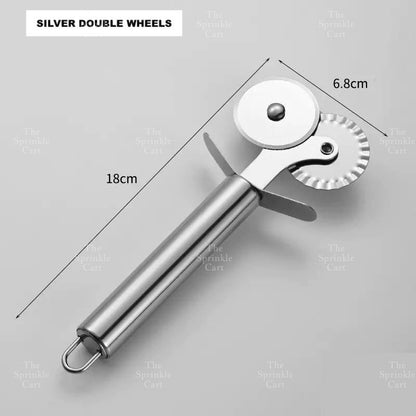Stainless Steel Double Roller Pizza Wheel Cutter and Spatula Pastry Tools TSC