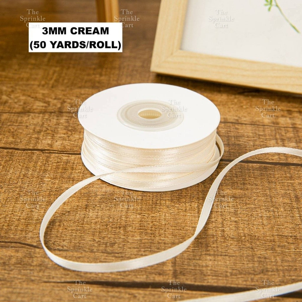 3mm Double-sided Satin Ribbon for DIY Bow Accessory and Gift Packaging TSC