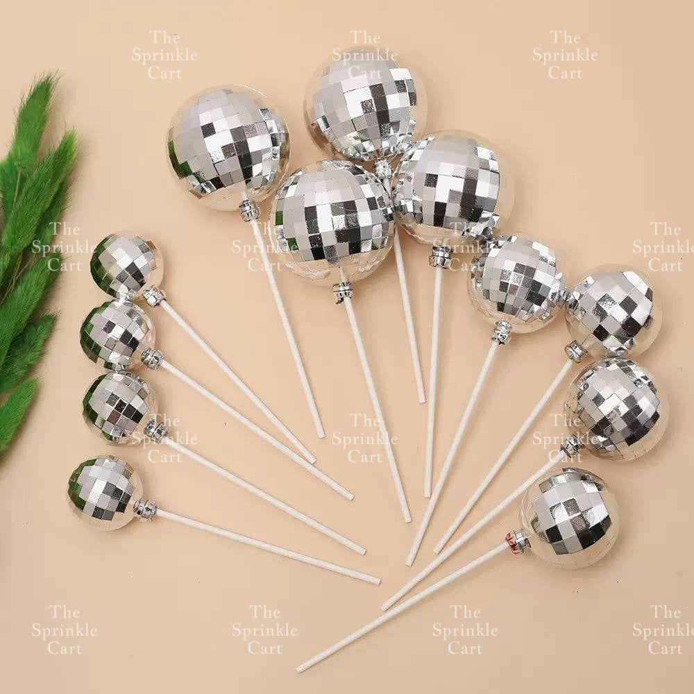 Shiny Mirror Disco Ball Cake Topper & Christmas Tree Decoration DIY Party Supplies TSC