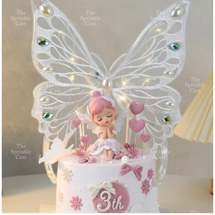 Embroidered Large Butterfly with Pearl and Rhinestone for Cake and Bouquet Decoration TSC