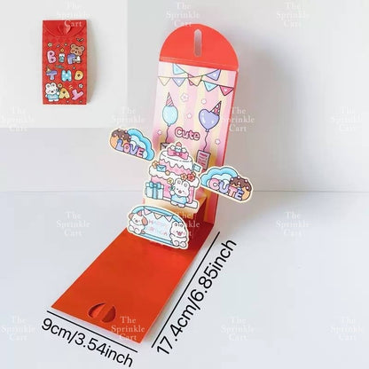 Surprise Money Pulling Box and Money Accordion Angpao Envelope DIY 3D Puzzle Cake Gift TSC