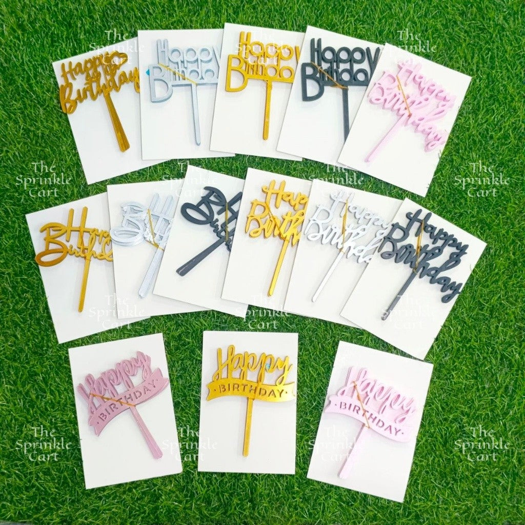 10pcs Happy Birthday Acrylic Cake Topper DIY Baking Decoration TSC