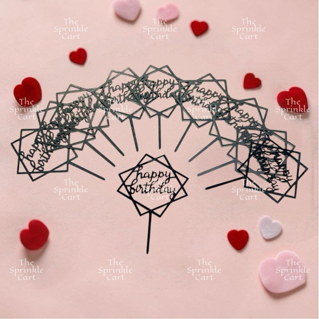 10pcs Happy Birthday Acrylic Cake Topper DIY Baking Decoration TSC