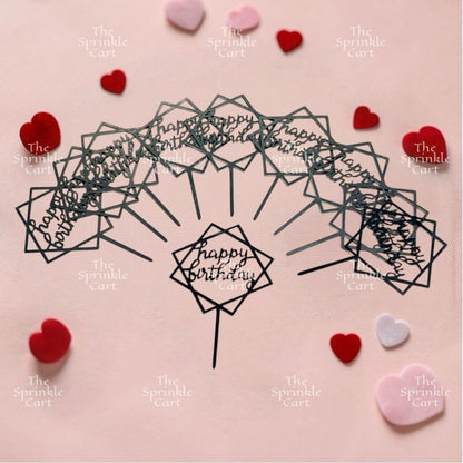 10pcs Happy Birthday Acrylic Cake Topper DIY Baking Decoration TSC