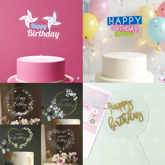 Transparent Happy Birthday Acrylic Topper Cake Decoration TSC