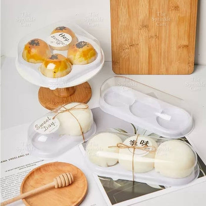 Disposable Mini Round and Square Dome with Lid DIY Desser Bread Bun Box Packaging TSC