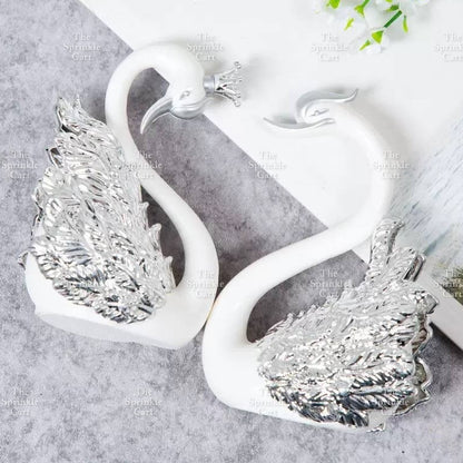 Flamingo Cake Toy Topper Figurine Elegant White Golden Swan Baking Decoration TSC