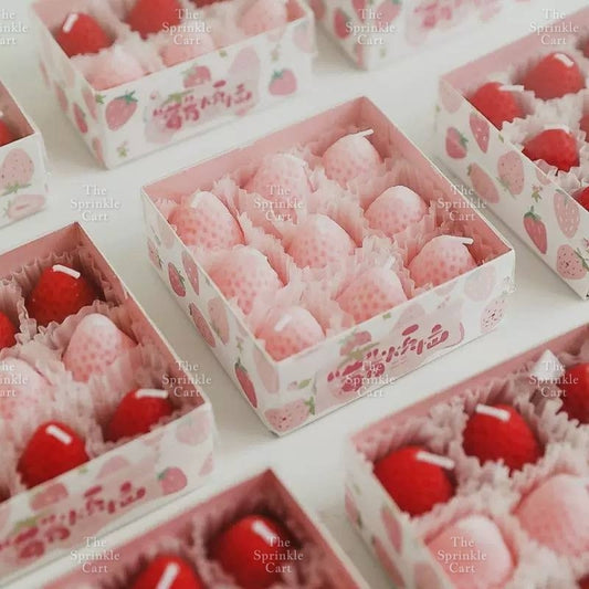Strawberry Decorative Scented Candles in Box for Personal Use Gift and Giveaway