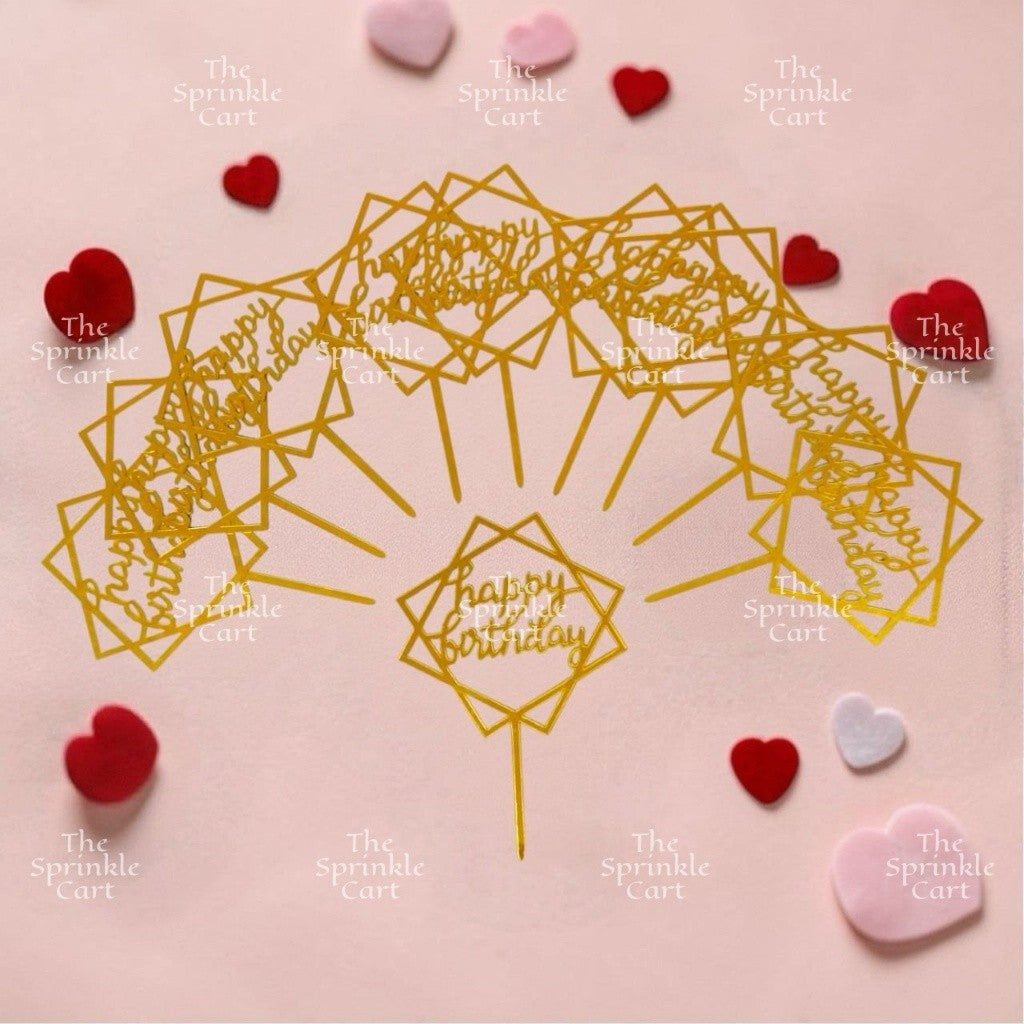 10pcs Happy Birthday Acrylic Cake Topper DIY Baking Decoration TSC