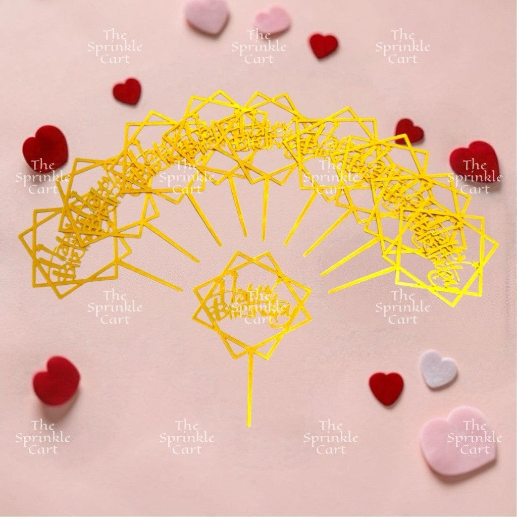 10pcs Happy Birthday Acrylic Cake Topper DIY Baking Decoration TSC