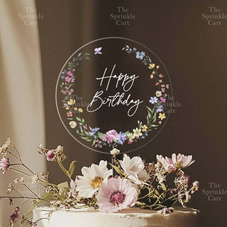 Transparent Happy Birthday Acrylic Topper Cake Decoration TSC