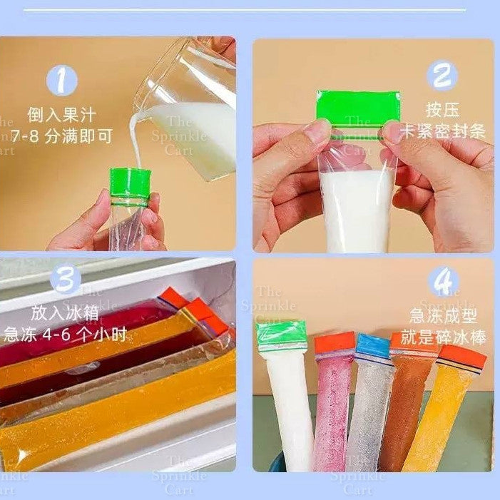 50pcs Food Grade Plastic DIY Ice Candy Popsicle Sealing Bag TSC
