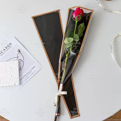 50pcs Transparent Creative Single Mermaid and Gold-edge OPP Flower Wrapper TSC