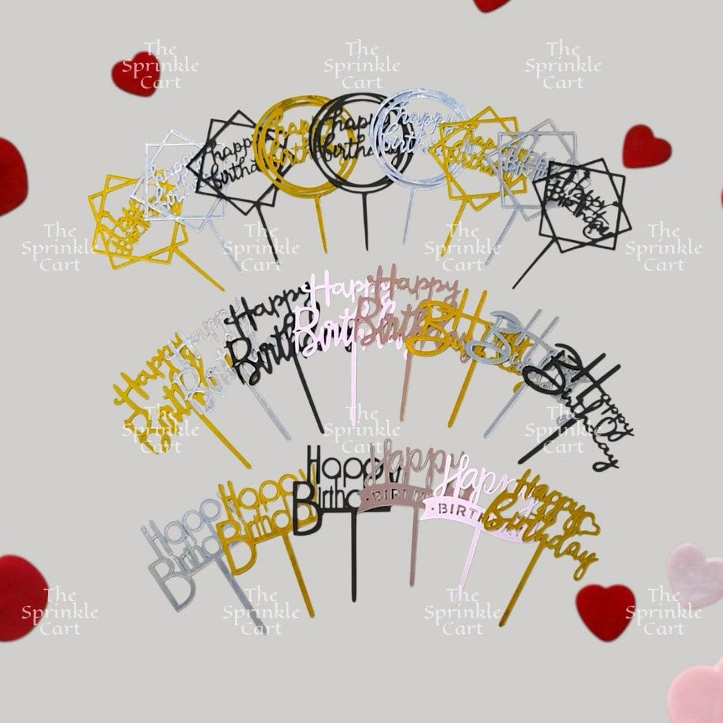 10pcs Happy Birthday Acrylic Cake Topper DIY Baking Decoration TSC