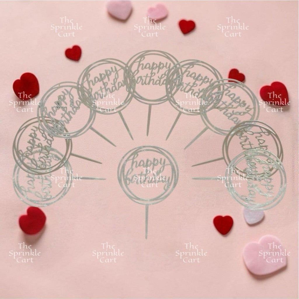 10pcs Happy Birthday Acrylic Cake Topper DIY Baking Decoration TSC