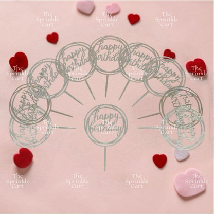 10pcs Happy Birthday Acrylic Cake Topper DIY Baking Decoration TSC