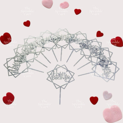 10pcs Happy Birthday Acrylic Cake Topper DIY Baking Decoration TSC
