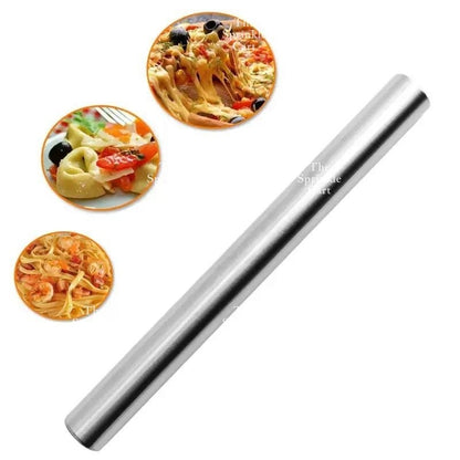 Stainless Steel Dough Rolling Pin and Wheel Pizza Cutter Spatula Baking Tools TSC