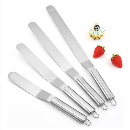Stainless Steel Offset Cake Spatula with Wooden Handle Straight Angled